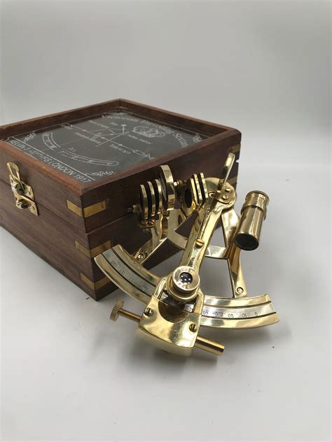 nautical brass 5 sextant with beautiful designer wooden etsy uk