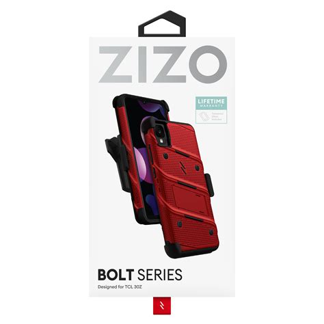 Zizo Bolt Bundle Tcl Jet Case With Tempered Glass Red