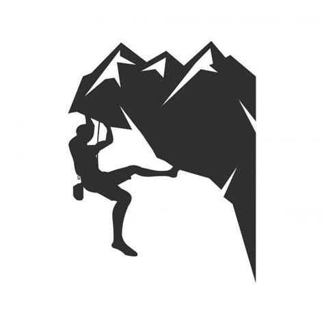 Climbing Art Rock Climbers Mountain Climbing Silhouette Vector Lino