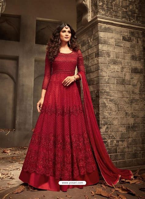 A successful trend is the modest boho wedding dresses. Buy Maroon Net Heavy Embroidered Designer Anarkali Suit ...