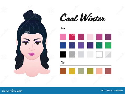 Best Colors For Cool Winter Color Type Stock Vector Illustration Of