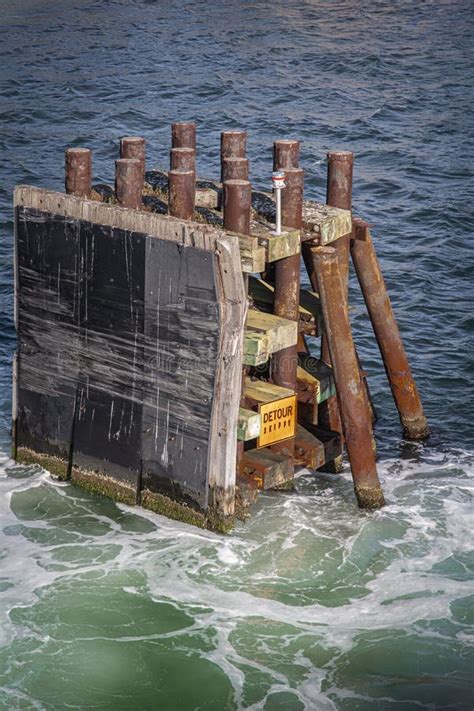 Closeup Shot Of A Dock Piling Off The Coast Of Cape Cod At A Ferry