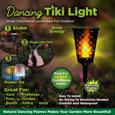 As Seen On Tv Dancing Tiki Light Solar Tiki Torch Outdoor Lighting Ebay