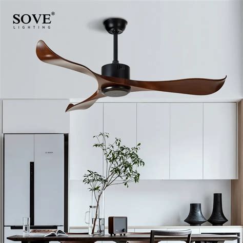 Vonluce 52 Black Ceiling Fan No Light With Remote Control Modern