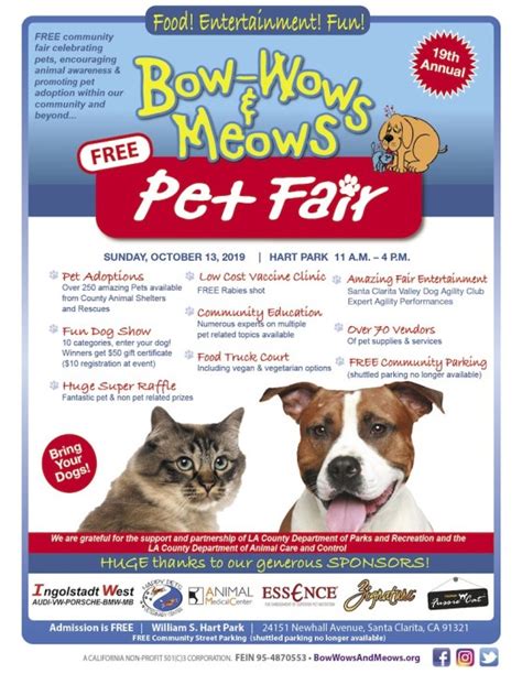 Oct 13 Annual Bow Wows And Meows Pet Fair 08 27 2019