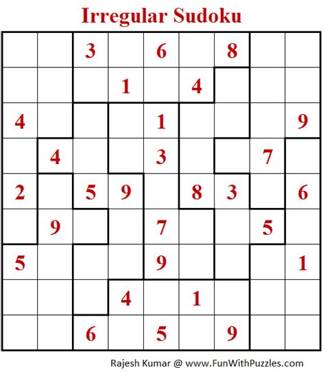 Irregular Sudoku Puzzle Fun With Sudoku 279