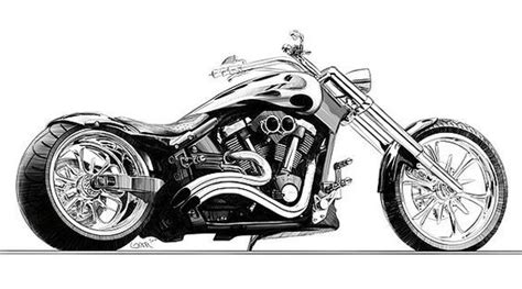 Chopper Pencil Sketch Poster By Konrad Labedz Motorcycle Drawing