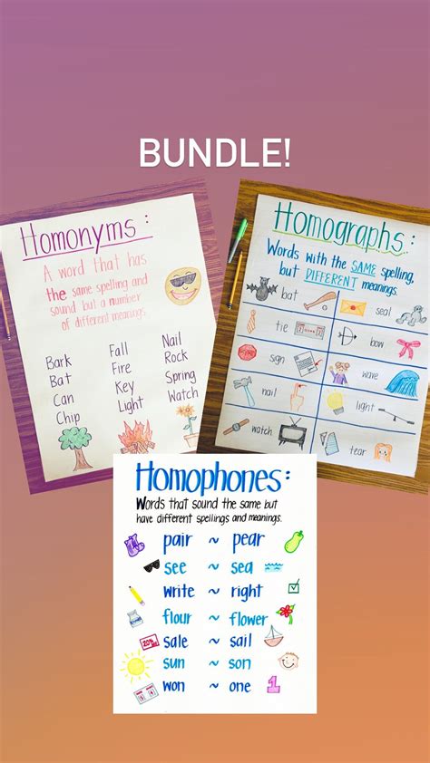 Bundle Homographs Homonyms And Homophones Anchor Charts Etsy
