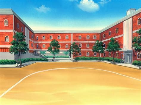 An Artists Rendering Of A Basketball Court In Front Of A Red Brick