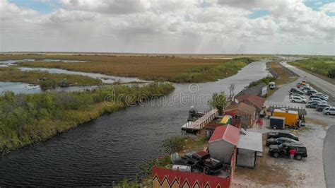 Panoramic Aerial View Of Everglades Swamps Florida Usa Stock Image