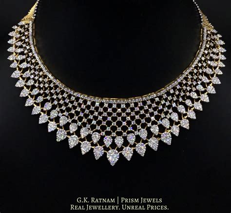 14k Gold And Diamond Necklace Set With Pressure Setting G K Ratnam