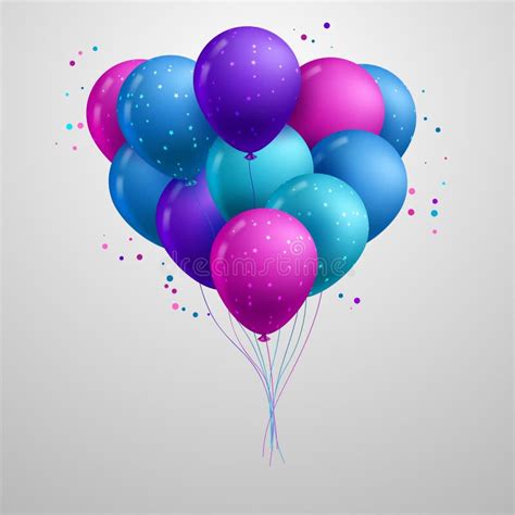 Happy Birthday Celebration Background With Realistic Balloons Stock