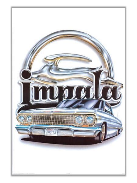 Chevy Impala Lowrider With Logo Poster Print Art Chevrolet American