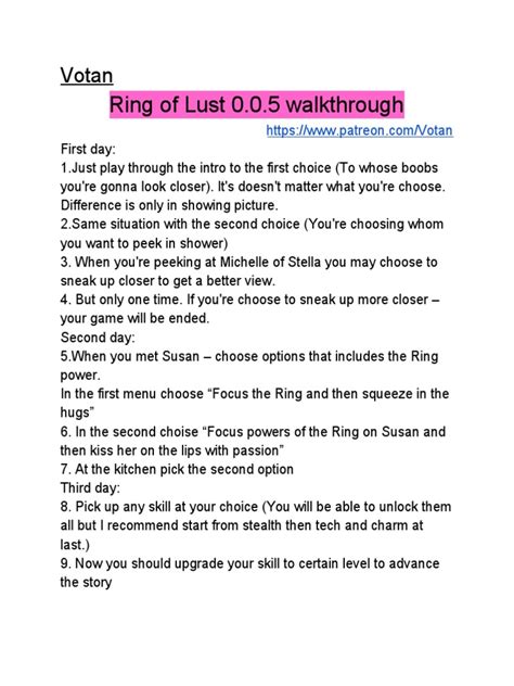 Ring Of Lust 0 0 5 Walkthrough Leisure
