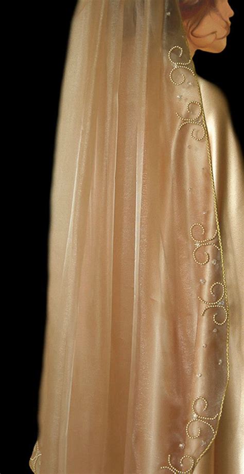 Gold Wedding Veil Hand Beaded Gold Beads And By Lilyelizabethveils 555