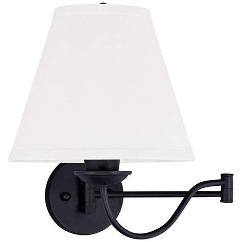 Ridgedale Black Swing Arm Wall Lamp With Off White Shade 94c10