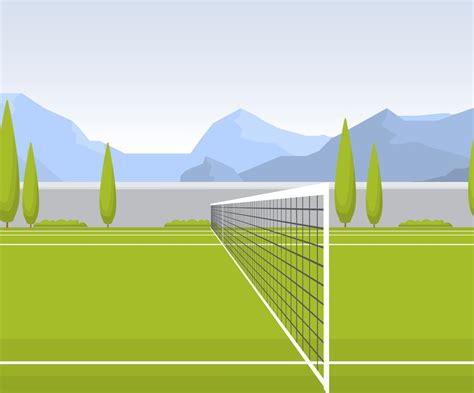 Outdoor Tennis Court Sport Game Recreation Cartoon Nature