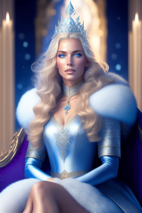 Lexica Beautiful Blonde Snow Queen Princess Woman Wearing Sexy Blue Clothes And Silver Jewels