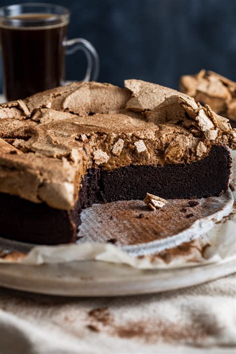 This gorgeous centrepiece has a flourless chocolate sponge base topped with rich chocolate lift off the cake ring, then wrap the acetate around the cake so that the chocolate touches the mousse. Food Processor Flourless Chocolate Meringue Cake | Recipe ...
