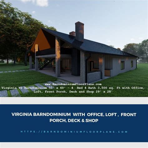 Virginia Barndominium 3700 Sq Ft Floor Plan With Office Loft Front