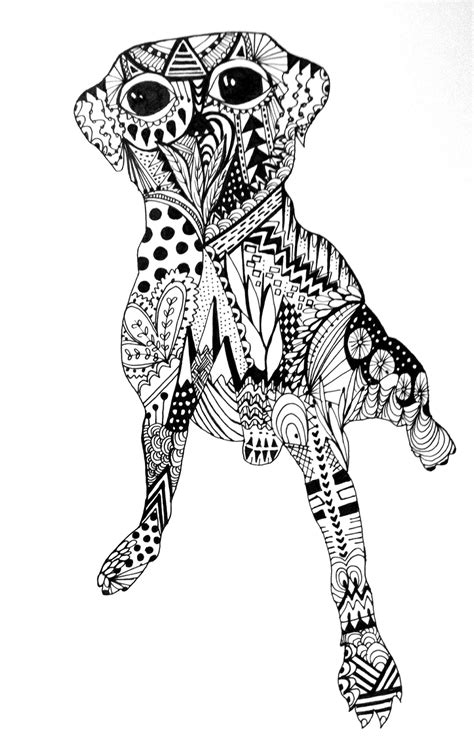 Zentangle Dog By George Draws July Colors Dog Images Doodles Zentangles