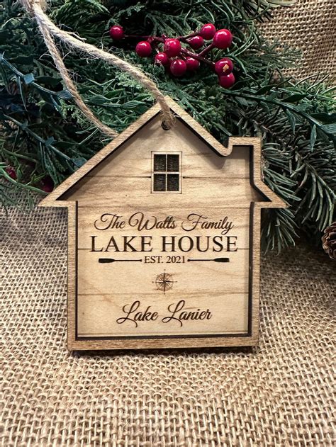 Lake House Christmas Ornament Personalized Lakehouse Etsy
