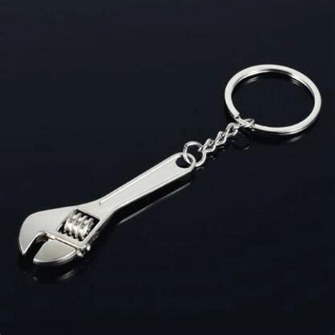 Charm Zinc Alloy Adjustable Wrench Key Chain Ring Holder Creative