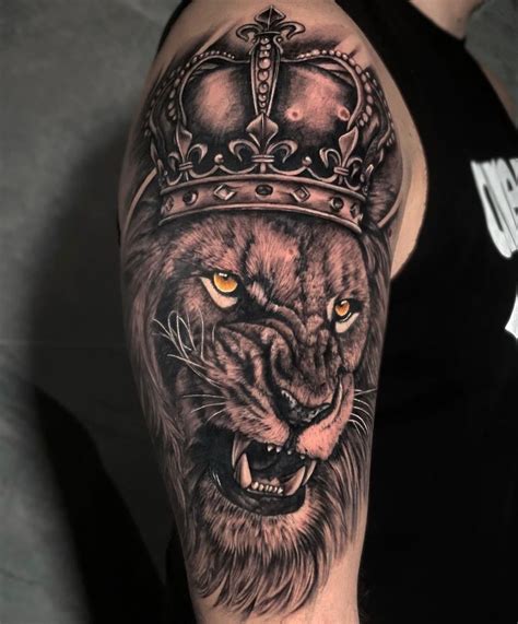 Lion With Crown Tattoos