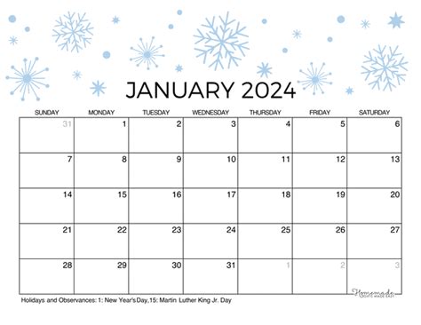 January 2024 & 2025 calendar