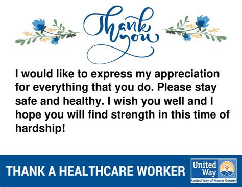 Thanks Healthcare Workers United Way Of Mower County
