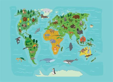 Self-adhesive photo wallpaper - World Map Kids ...