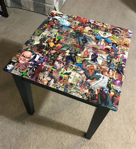 Epoxy Resin Comic Book Decoupage Table My Wife And I Made Rcomicbooks