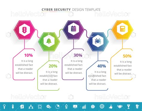 Cyber Security Infographic Template With 16 Extra Icons Vector