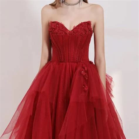 Elegant Red Prom Dresses 2020 A Line Princess Sweetheart Sleeveless