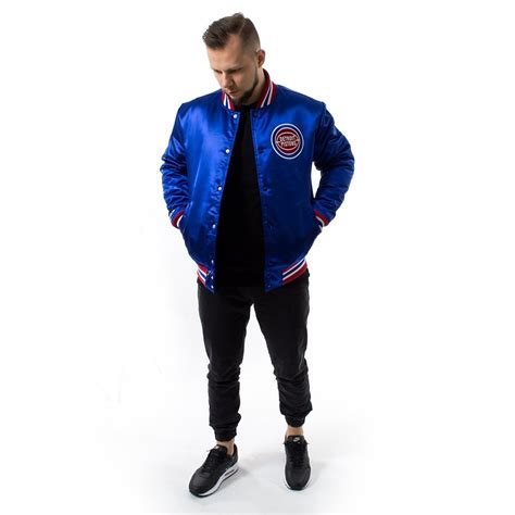 Display your spirit with an officially licensed detroit pistons pullover, fleece jacket, leather jacket, and more from the ultimate sports store. Mitchell and Ness NBA Satin Jacket Detroit Pistons royal ...