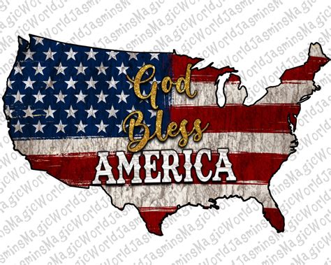 God Bless America Flagusa Flag Pngusa Mapgod Bless America Etsy