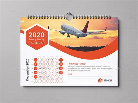 Desk And Landscape Calendar 2020 By Kitcreative Graphicriver