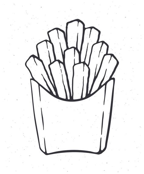 Doodle Illustration Of French Fries In A Paper Pack Vector Art