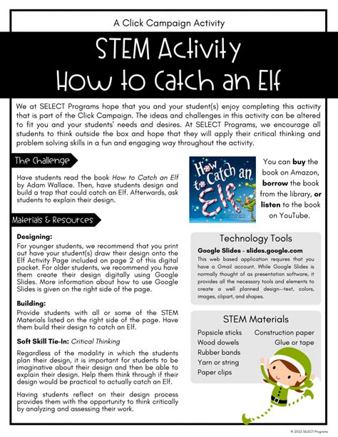 Stem Activity How To Catch An Elf Select Programs Inc