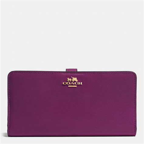 Lyst Coach Skinny Wallet In Leather In Purple