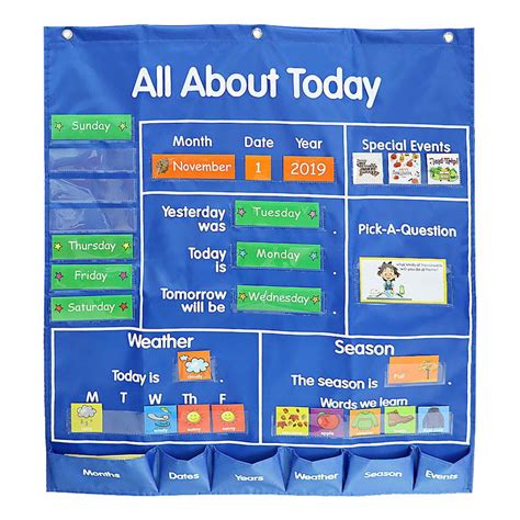 All About Today Pocket Chart Daily Classroom Calendar Board Hanging Bag