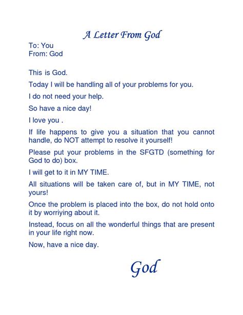 A Letter From God To You From God