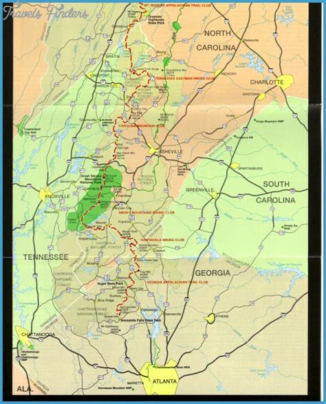 Appalachian Trail Map North Carolina Travelsfinderscom