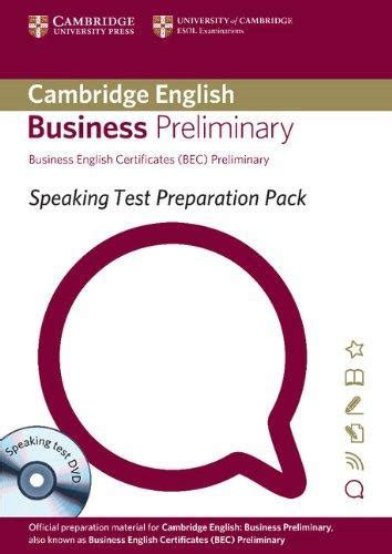 Speaking Test Preparation Pack For Bec Preliminary With Dvd Id