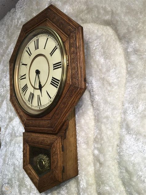 Vtg Antique Wall Sessions Clock Conn Usa Forestville Conn Brass