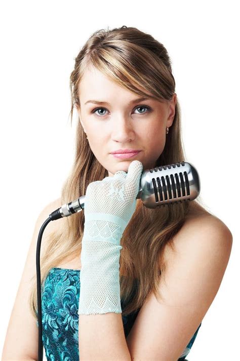 309 Pretty Young Girl Holding Retro Microphone Stock Photos Free