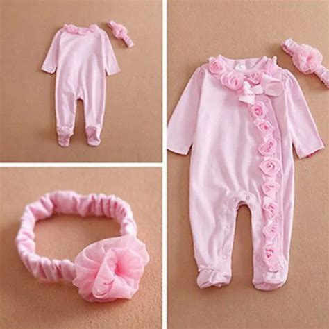 2016 Spring Pink Rose Floral Baby Girls Footies Newborn Baby Girls