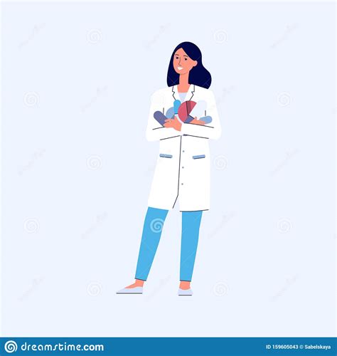 Cartoon Pharmacist Woman Holding Big Pile Of Pills Isolated Female