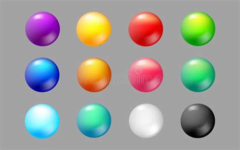 Colored Sphere Set Vector Glossy Buttons Stock Vector Illustration
