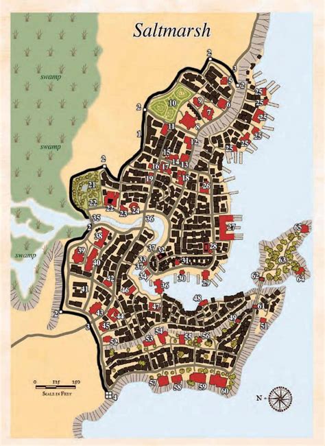 The Town Of Saltmarsh Fantasy World Map Fantasy Map Fantasy City Map